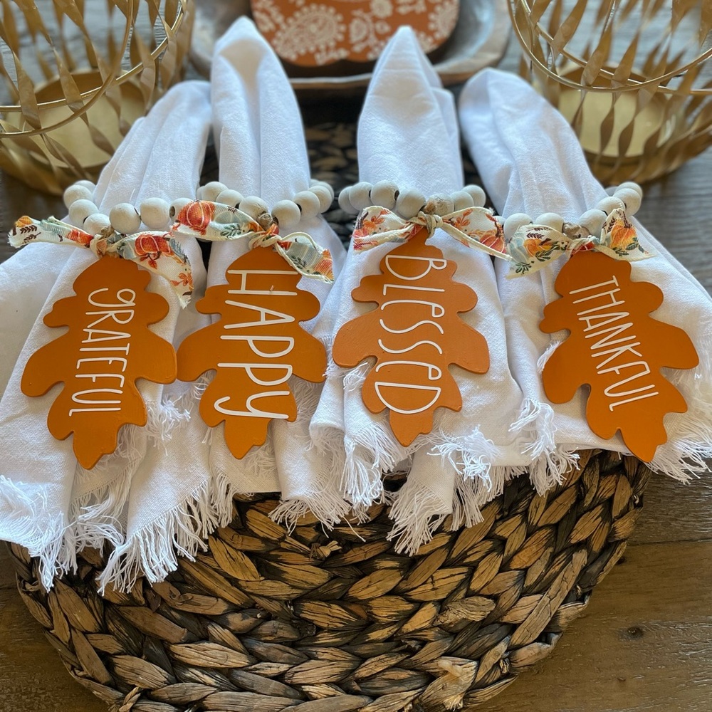Fall wooden napkin rings